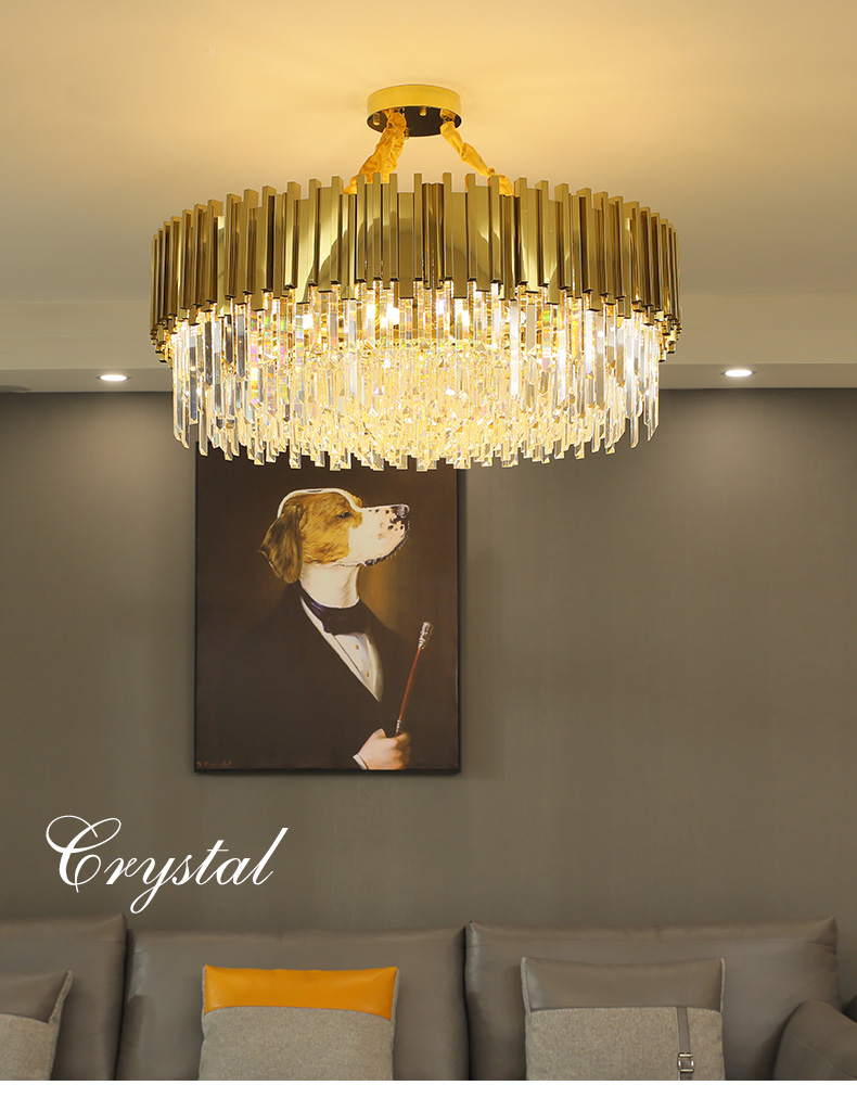 ثريا كريستال مودرن، ثريا سقف كريستالي ذهبي، 9 مصابيح E14