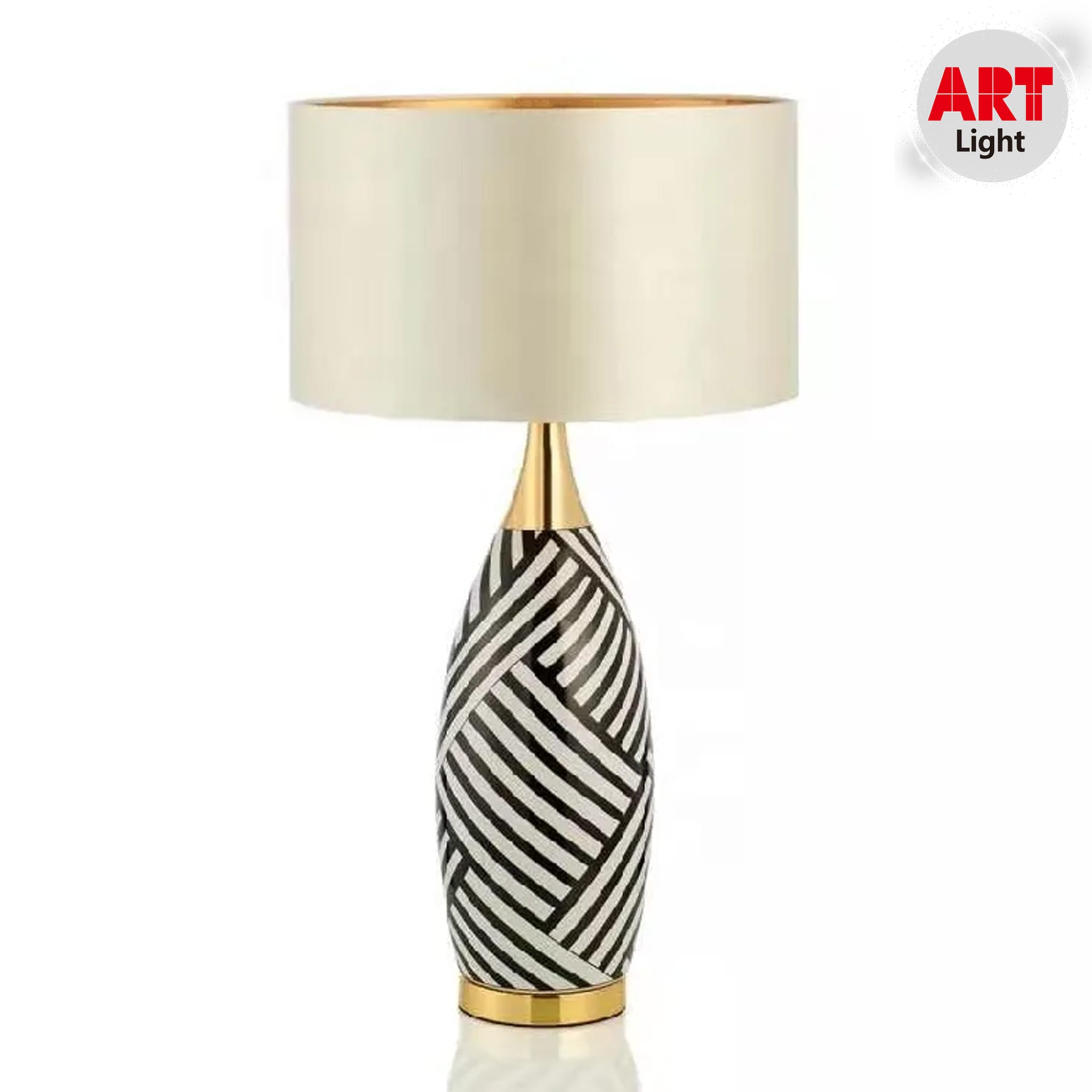 مصباح طاولة (ابجورة) بنقش ابيض واسود Zebra