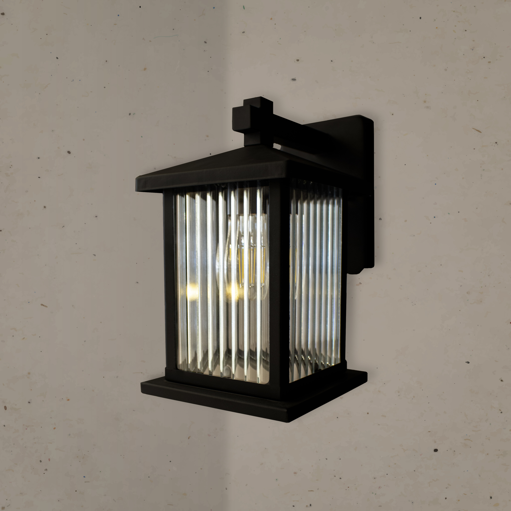 انارة فانوس جدارية خارجي بتصميم مودرن بزجاج مخطط