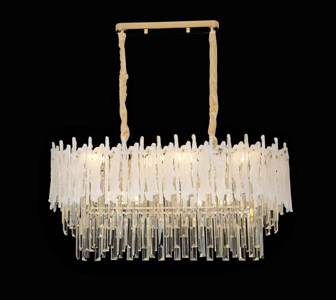 ثريا مستطيل كريستال و نحاسي