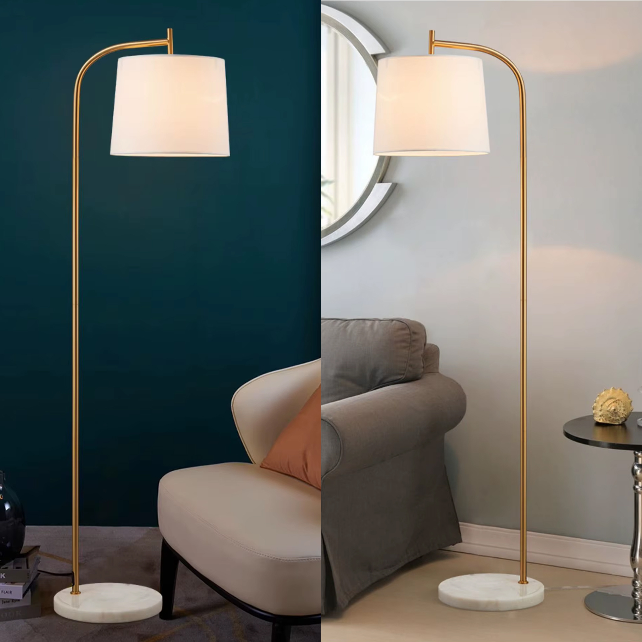 مصباح أرضية معدني بقاعدة رخام