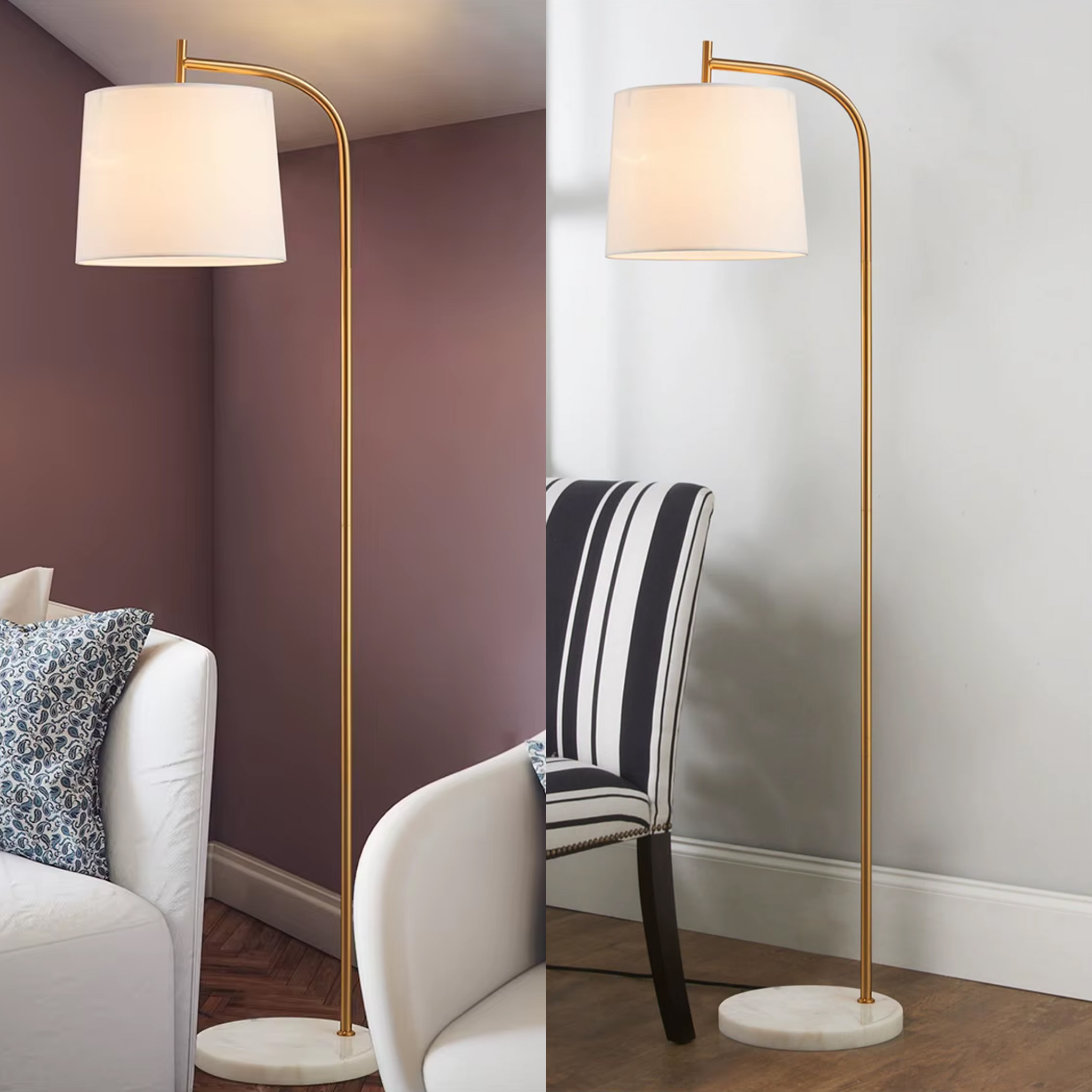 مصباح أرضية معدني بقاعدة رخام