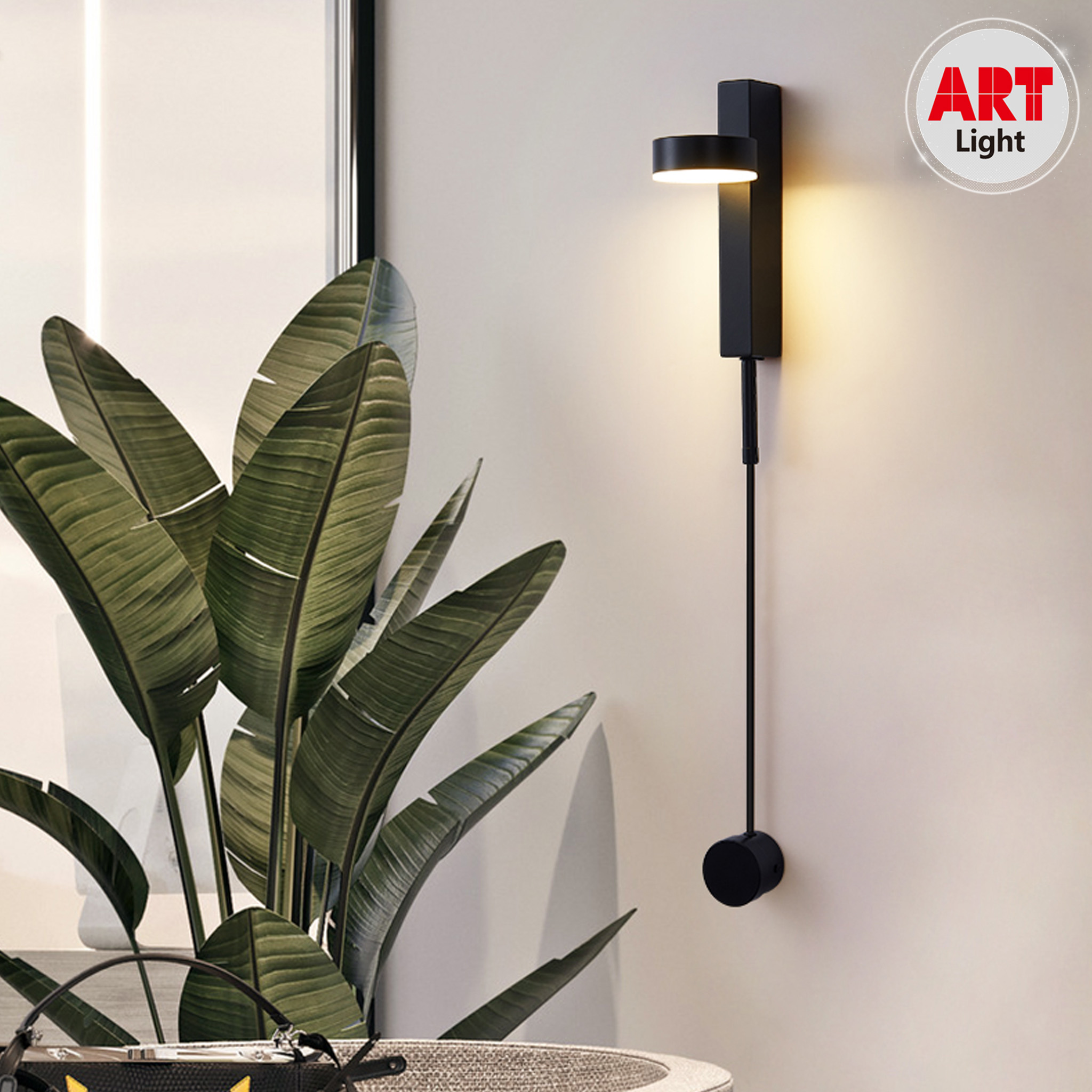 ابليك جداري ذهبي/أسود مع مفتاح دايمر